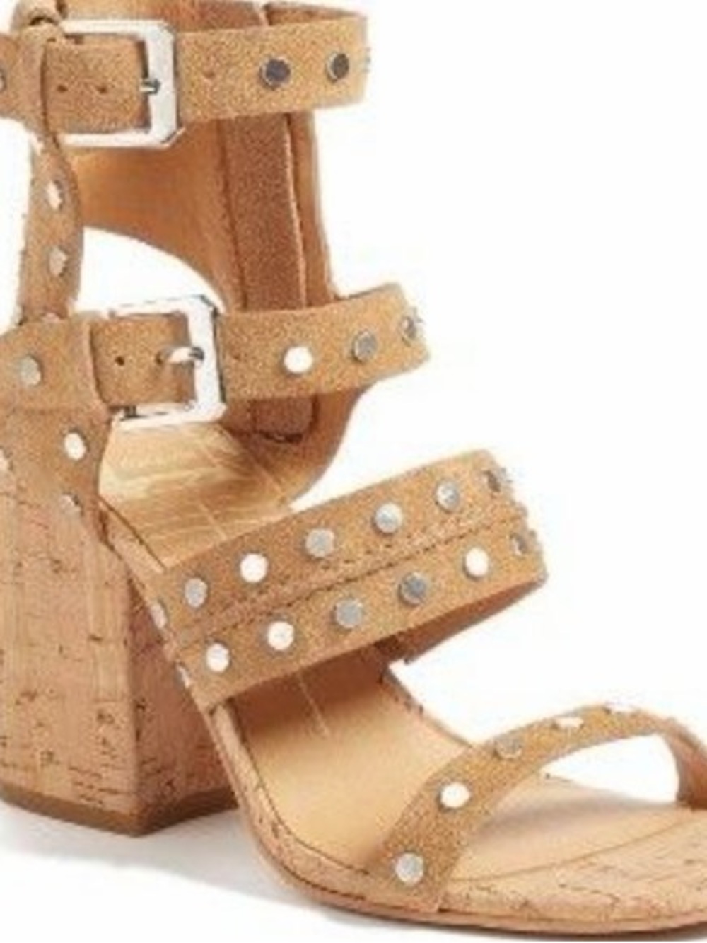 Dolce Vita Tan Studded Cork Block Heel Sandals